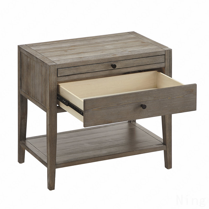 Table de chevet 1 tiroir, gris vieilli