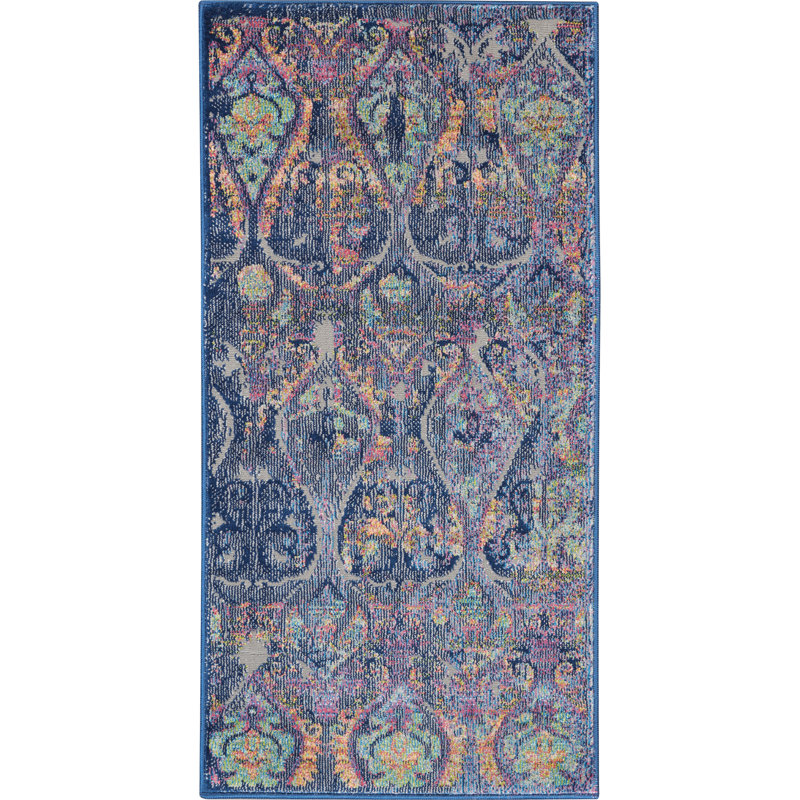 Tapis bleu marine traditionnel Raymond, Rectangle 2 pi x 4 pi