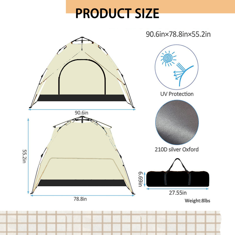 Tente de camping imperméable - spacieuse et portable pour 2 randonneurs et campeurs