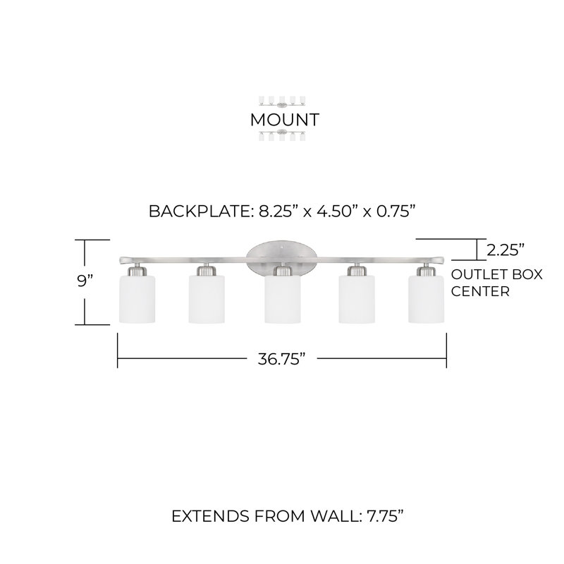 Dixon Dimmable Vanity Light, Brushed Nickel, 5