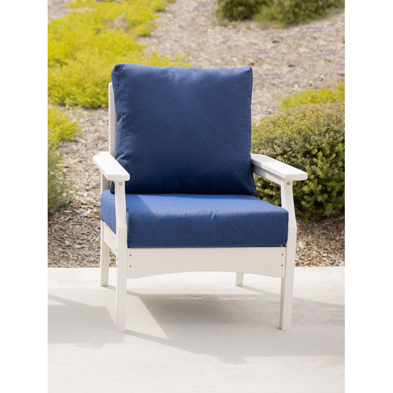 Aspen Deep Seating Chair, White Frame/Navy Cushion