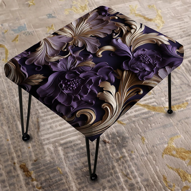 Repose-pieds rectangulaire mauve foncé glamour majestueux