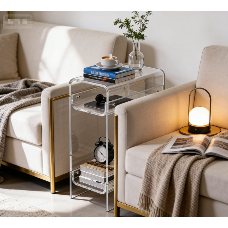  8.7'' Narrow Acrylic Side Table, Clear
