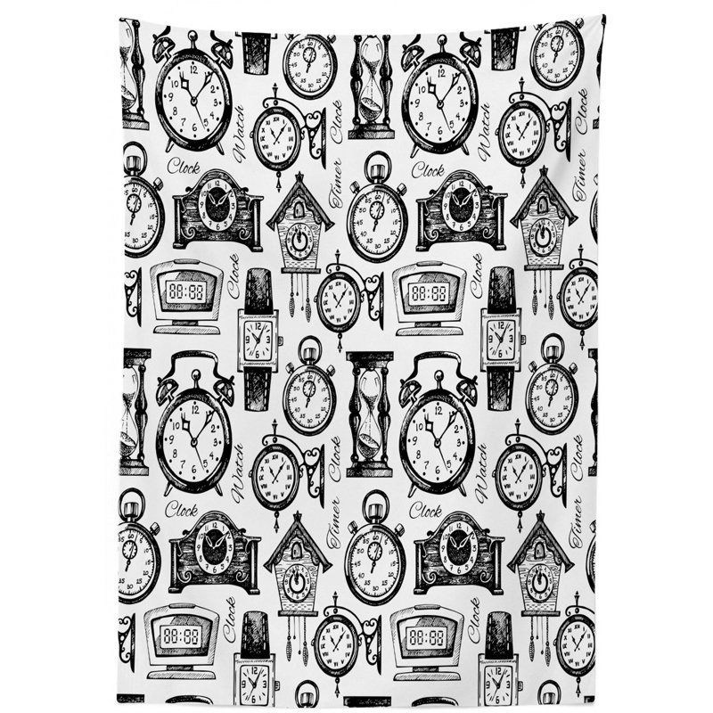 Clock Geometric Tablecloth, 84" L x 60" W