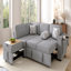Canapé-lit modulaire convertible en L de L 83,9 po avec couchettes coulissantes doubles, table rabattable, ports USB, porte-gobelet et rangement-1869780945