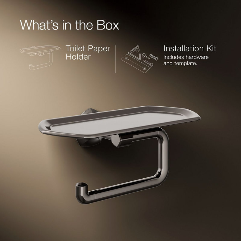 Occasion Toilet Paper Holder With Tray, Vibrant Titanium