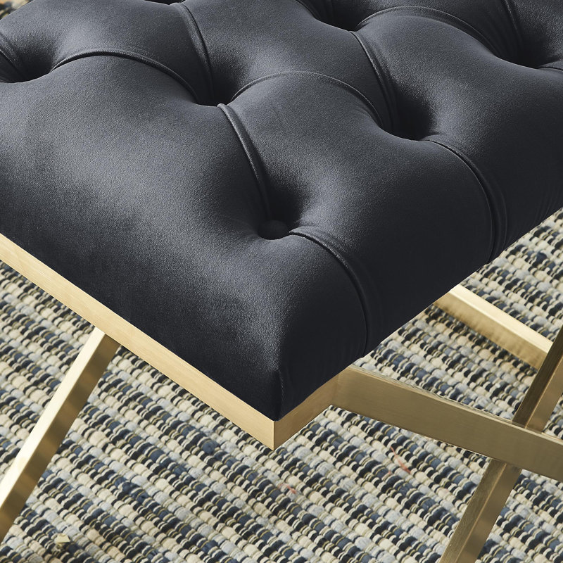Banc rembourré Heeter, Doré, Noir, noir, noir, noir