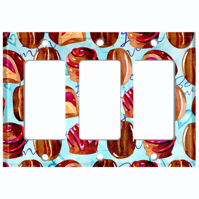 Metal Light Switch Plate Outlet Cover (Coffee Beans Candy Treat Purple - Triple Rocker)
