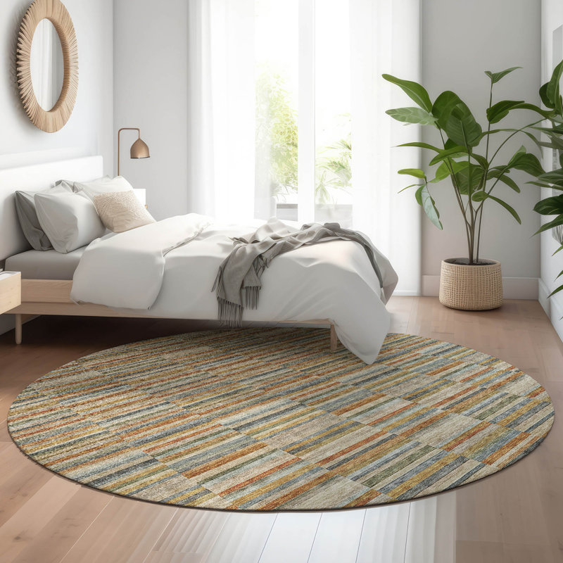 Premium Machine Washable Prisco Paprika Rug, Round 8'