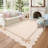 Scalloped Area Rug 4x6 Modern Solid Dorm Rug Soft Low Pile Washable Beige Rugs with Non Slip Rubber Backing, Stain Resistant Indoor Carpet Mat for College Bedroom Hallway Decor-1942882739