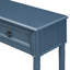 Console antique bleu marine avec tiroirs et tablette fonctionnelle inférieure rectangulaire, couleur bleue