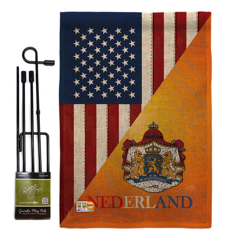 « american néerlandais amitié the world impressions », en polyester de 19 côtés 19 po x 13 po ensemble de drapeau