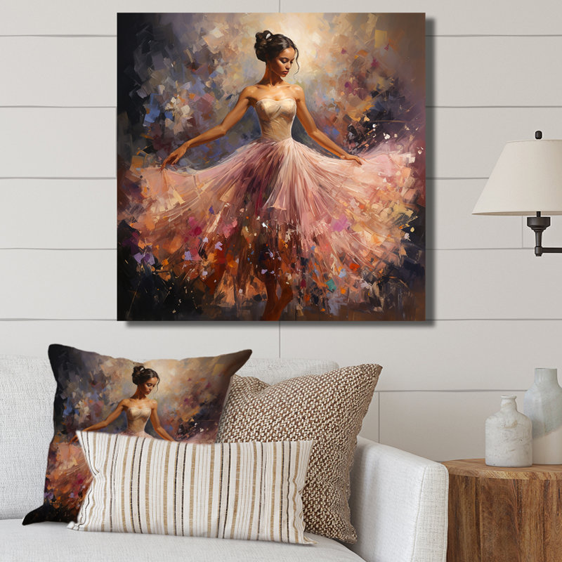 Danse rose de la ballerine - Ballet, art mural, H 30 po x l 30 po x P 1,5 po, Toile tendue