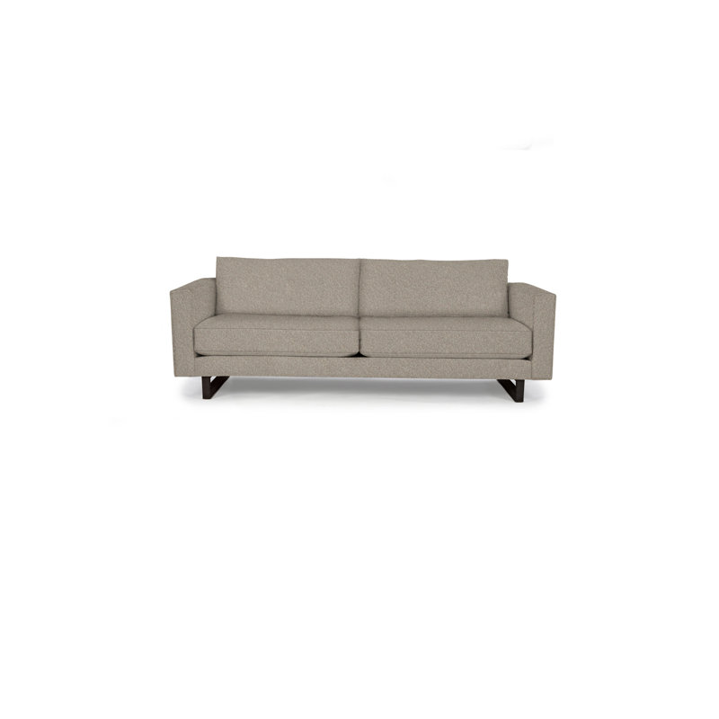 Canapé à accoudoirs carrés de 90 po avec coussins réversibles Avalon, Polyester sel de mer, Wengé