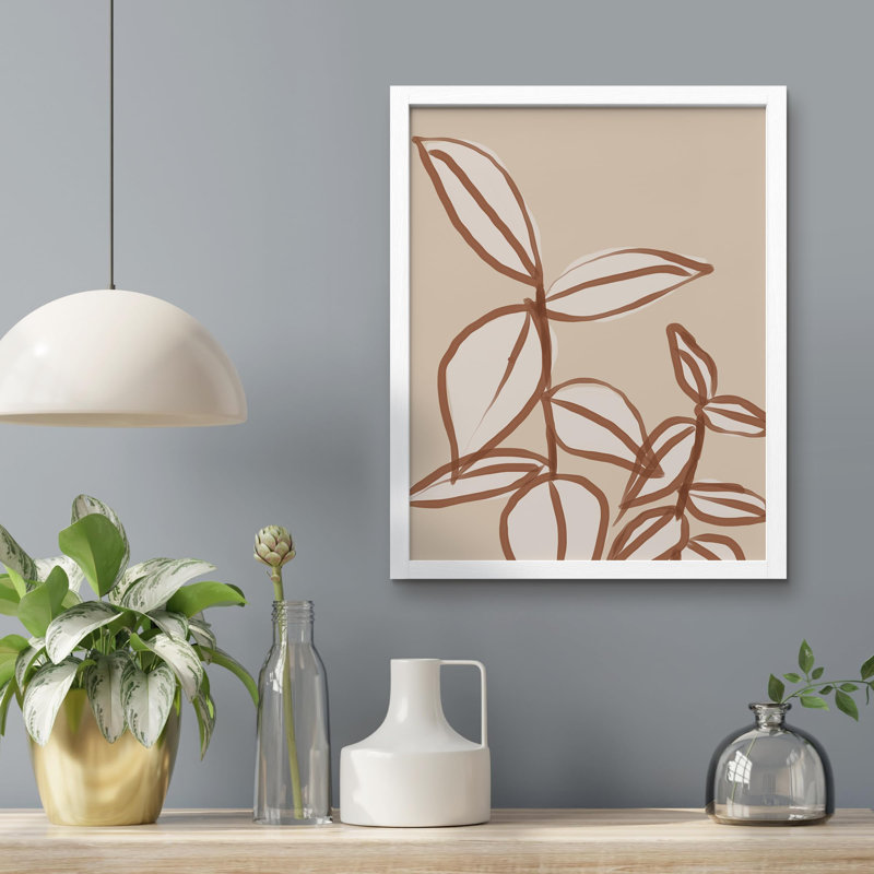 «Botanical Leaves Line Art» sur papier, Blanc, H 10 po x l 8 po