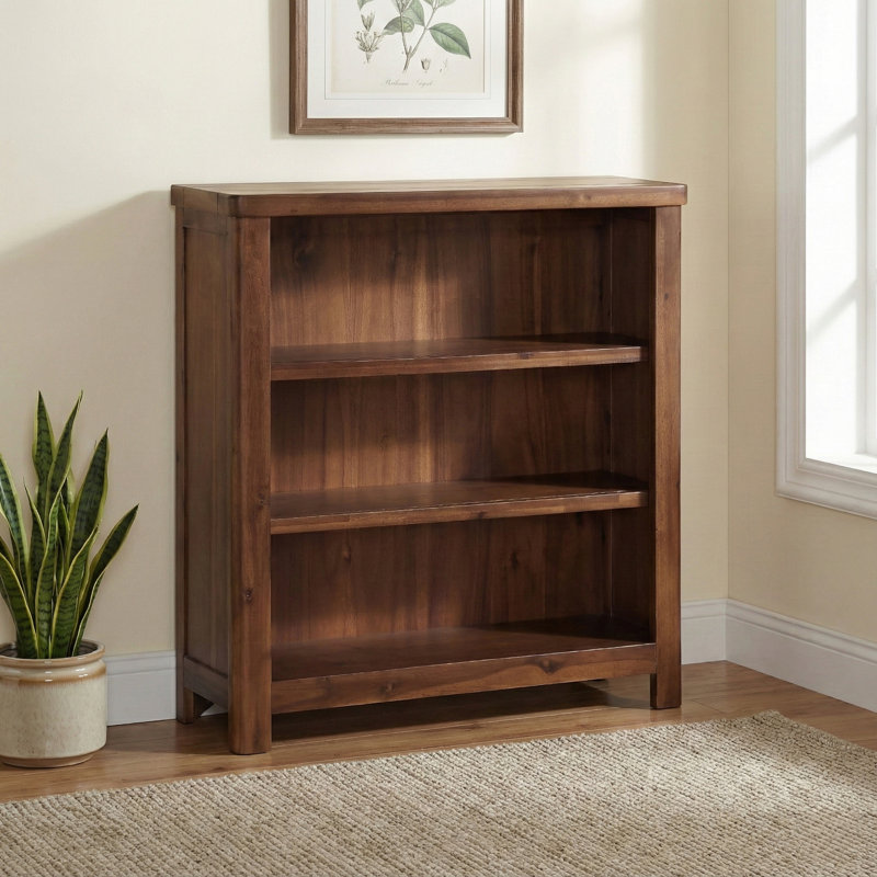 Oruada 103cm H x 100cm W Solid Wood Standard Bookcase, Dark Brown
