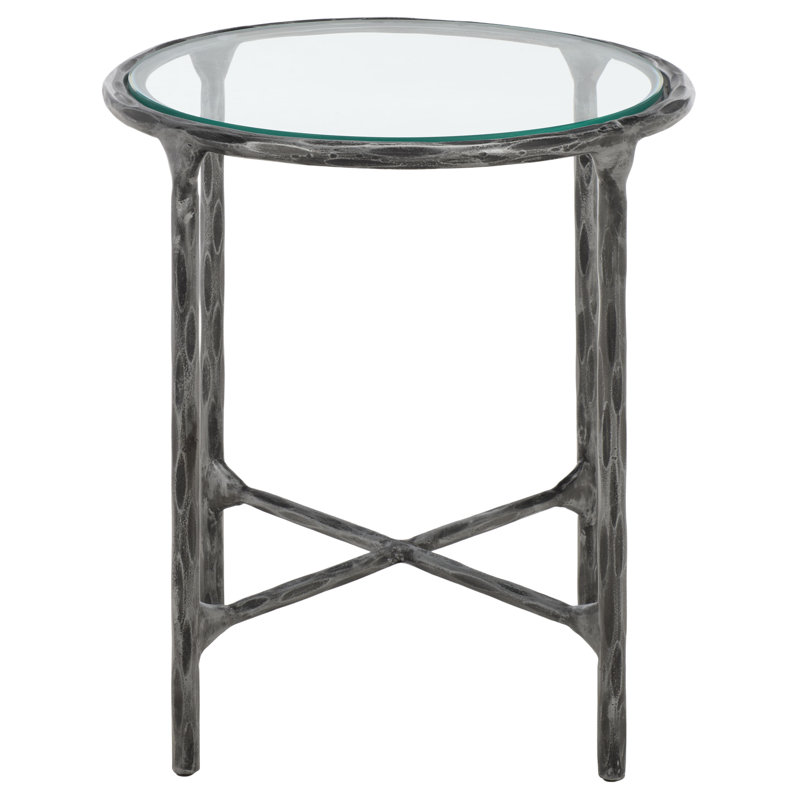 Evelynn End Table, Silver, Clear