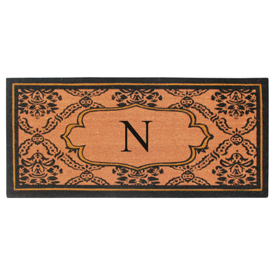 Tapis de porte en fibre de coco naturel monogrammé Senn
