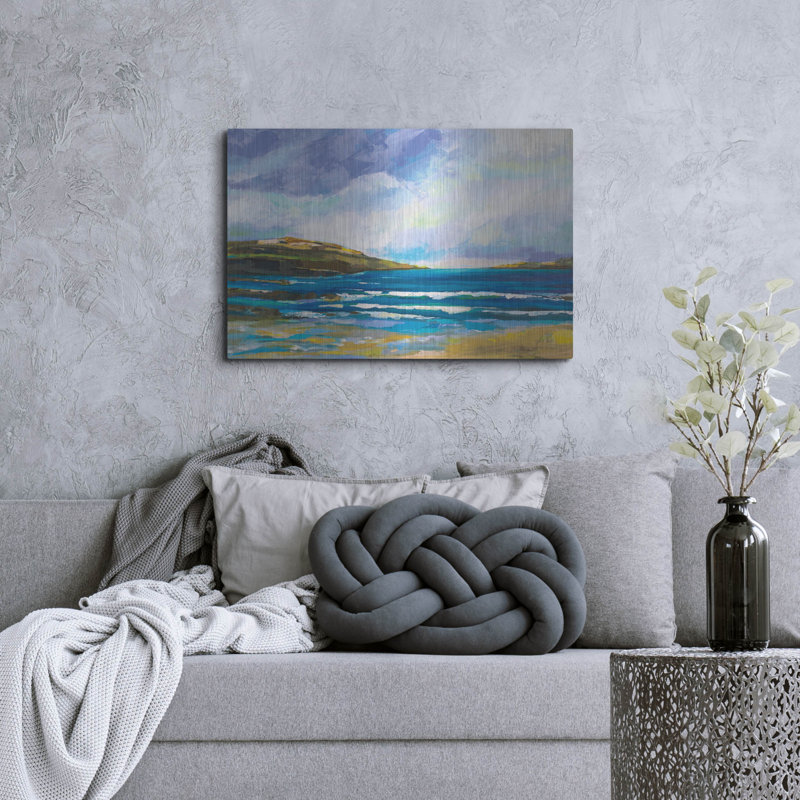 «Beach» par Jeanette Vertentes, art mural en métal Beachcrest Home ™, H 24 po x l 36 po