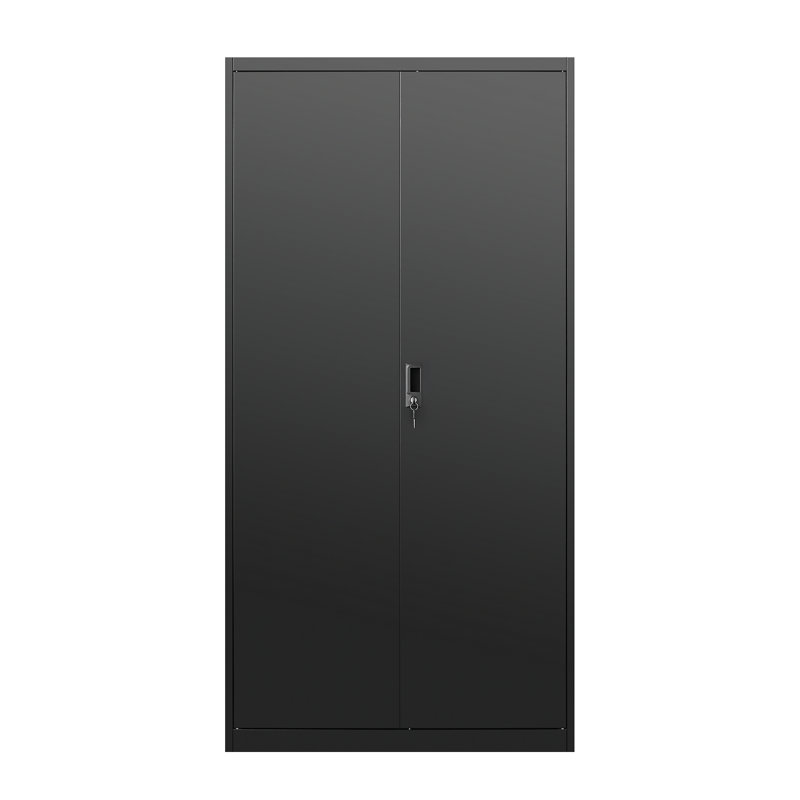 Armoire de rangement en métal avec serrure, tringle suspendue et tablettes réglables, garde-robe de chambre noire, tringle de garde-robe à revêtement résistant, tablettes pour chambre à coucher, impact