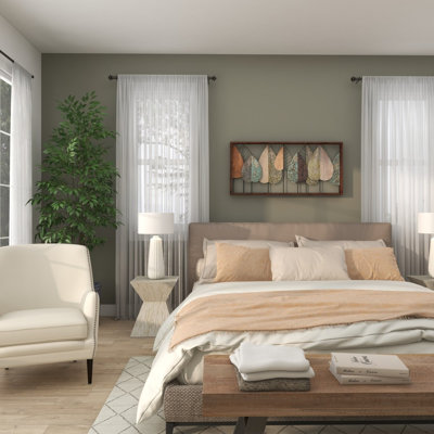 Wood Cutout Leaf Home Wall Decor with Green and Black Metal Wire Accents