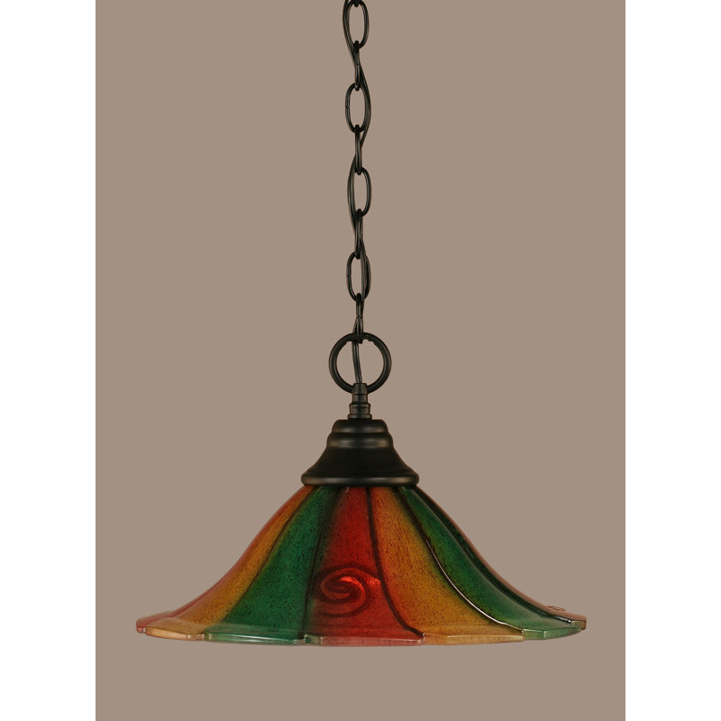 Luminaire suspendu à chaîne Barrion avec verre Mardi gras 16 po, 10.25" H x 16" W x 16" D, Chrome chrome
