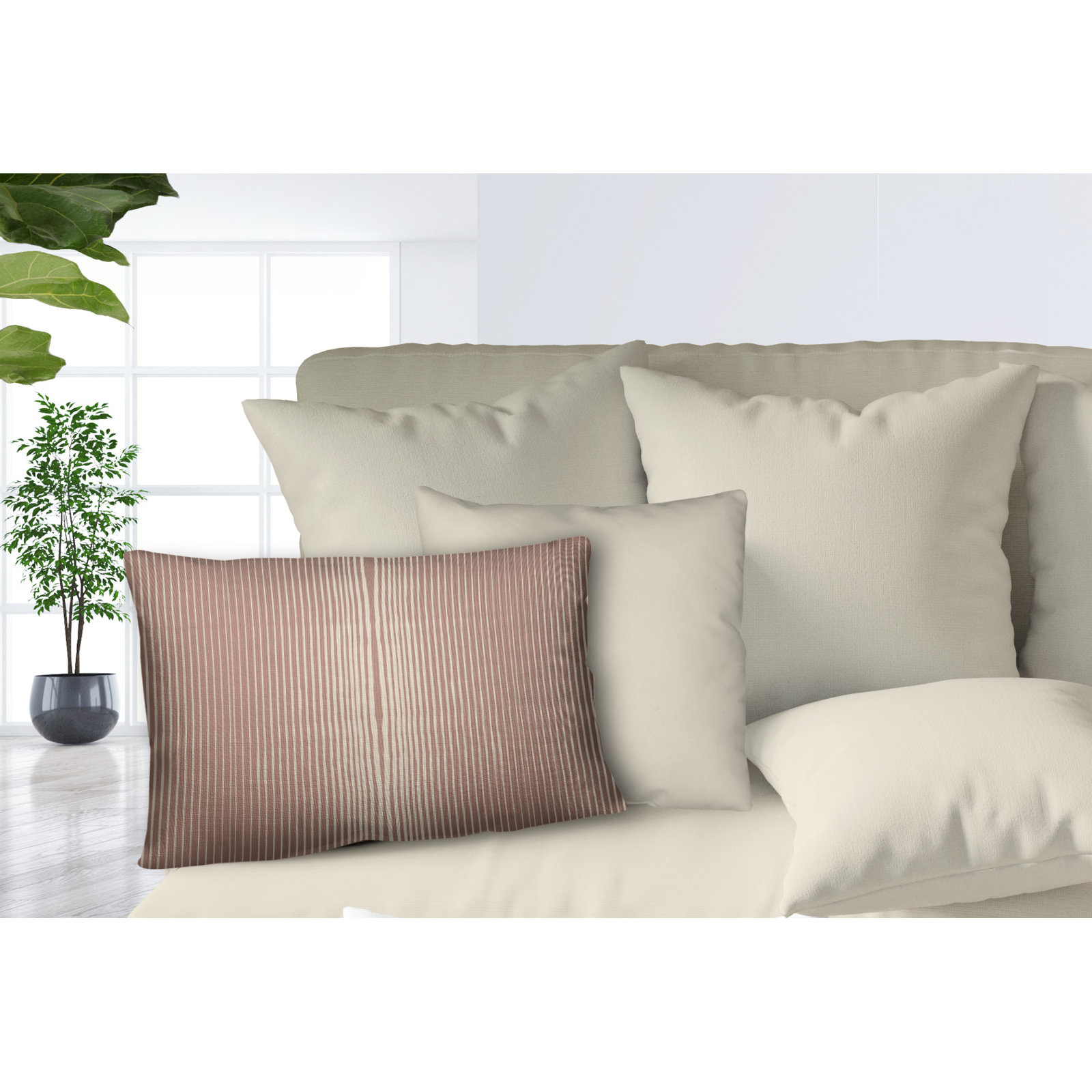 Ash Indoor/Outdoor Lumbar Throw Pillow, Rose
