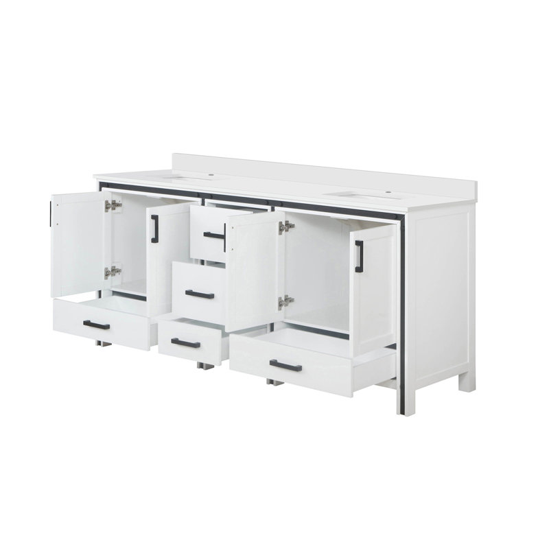 Meuble-lavabo double avec comptoir en quartz