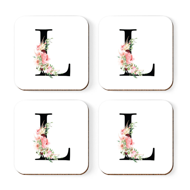 Sous-verre à motif floral rosé, L