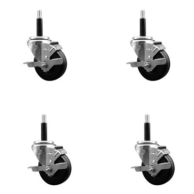 3.5 Inch SS Phenolic Swivel 3/4 Inch Expanding Stem Caster Set with Brake SCC