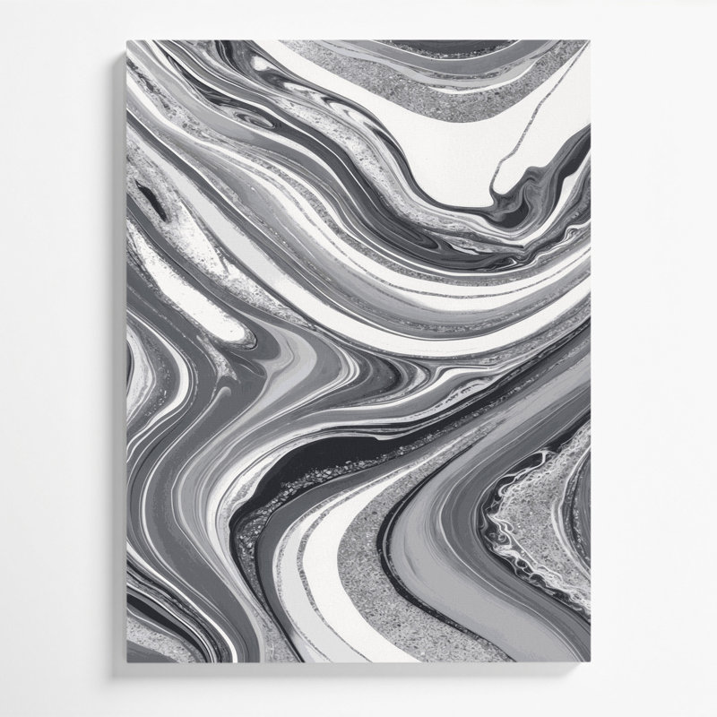 Abstrait art fluide sur toile grise 99, H 20 po x l 16 po