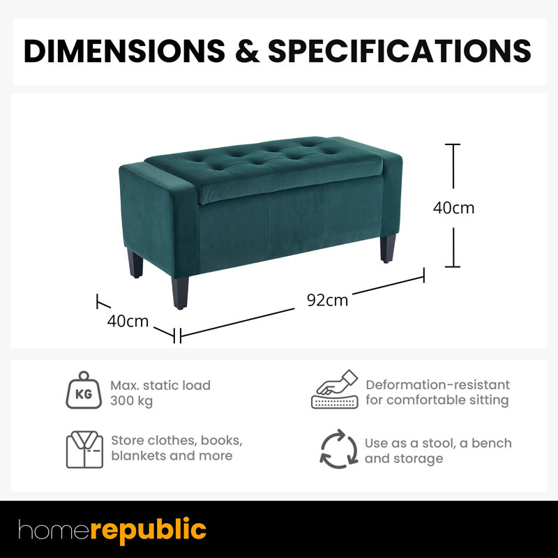 Polyester Upholstered Bench, Emerald