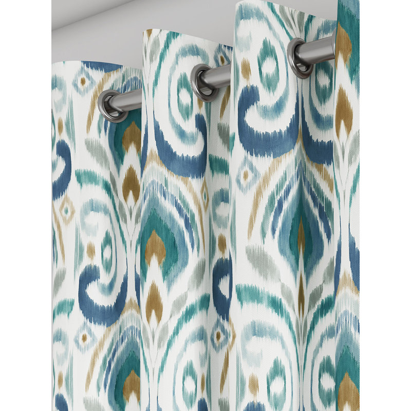 Rideau de porte Ikat imprimé 52 po x 84 po - paquet de 2 panneaux., Bleu