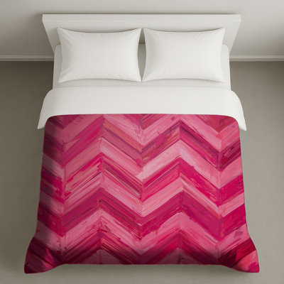 Housses de couette à chevrons roses en zigzag
