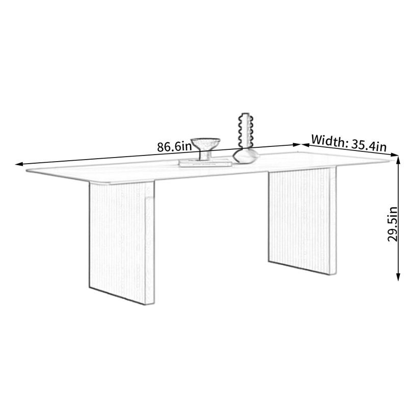 Peronne Ash Solid Wood Base Dining Table, 29.5"H x 35.4"L x 86.6"W