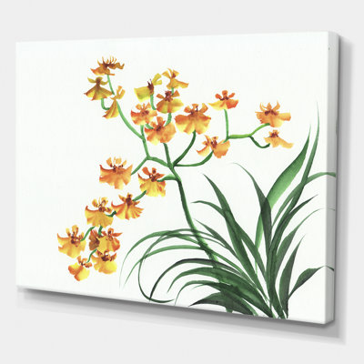 Orchidées jaunes rétro - peinture sur toile