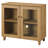 Lysiane 35" Small Sideboard Buffet Cabinet With Glass Doors, Modern Wood Kitchen Credenza Storage Cabinet With Adjustable Shelf For Living Room, Dining Room-2109872816