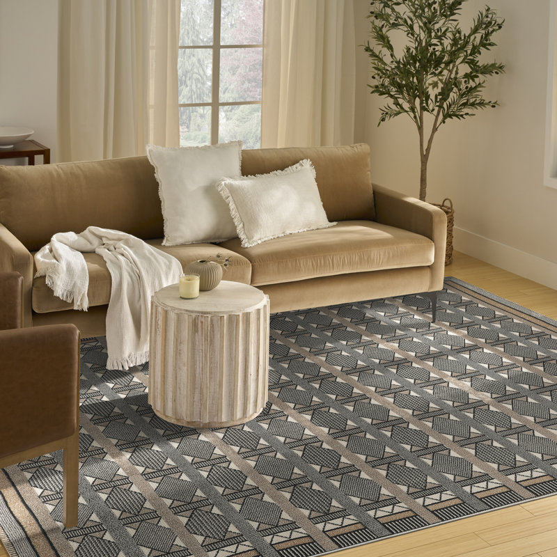 Alisah Geometric Machine Made Area Rug, Rectangle 244 x 305 cm, Ivory Multi