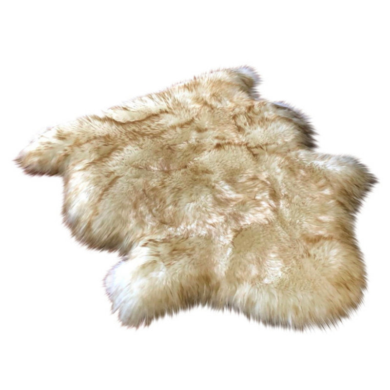 Tapis beige en peau de mouton à poil long fabriqué à la main Wick St Lawrence, Nouveauté 2 pi x 3 pi