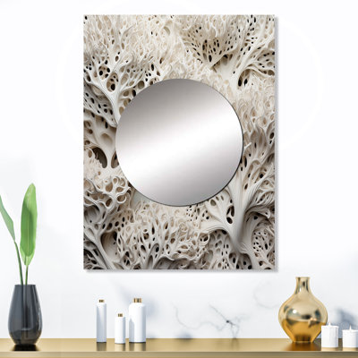 Akana sous l'eau noir et blanc coraux collage - miroir mural côtier, miroir décoratif blanc, impression d'art en métal
