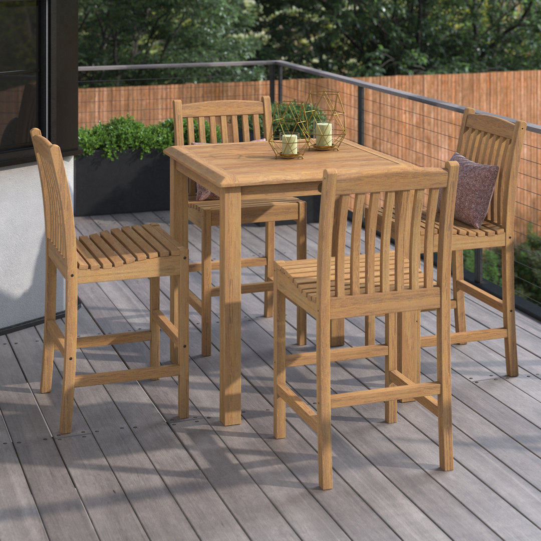Anautica 4 - Person Teak Wood Patio Dining Set with Square Table Lark Manor™