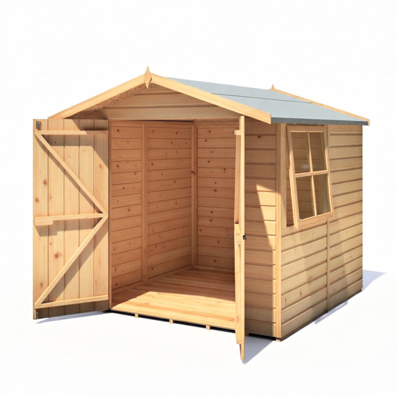 Alderney 7 Ft. W x 7 Ft. D Shiplap Apex Wooden Shed, Dip Treated, No