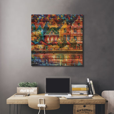 «Amsterdam Of My Dreams On Wood» par Leonid Afremov, reproduction