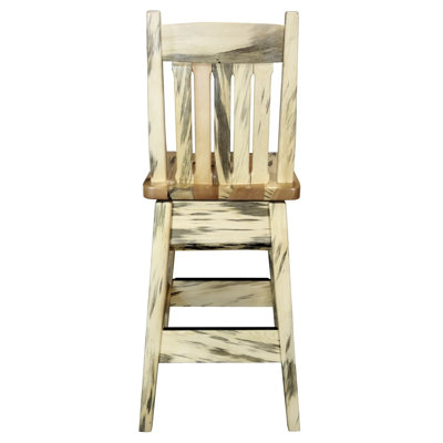 Kishea Collection Barstool w/ Back, 30 Inch Seat Height, Natural Clear Lacquer Finish