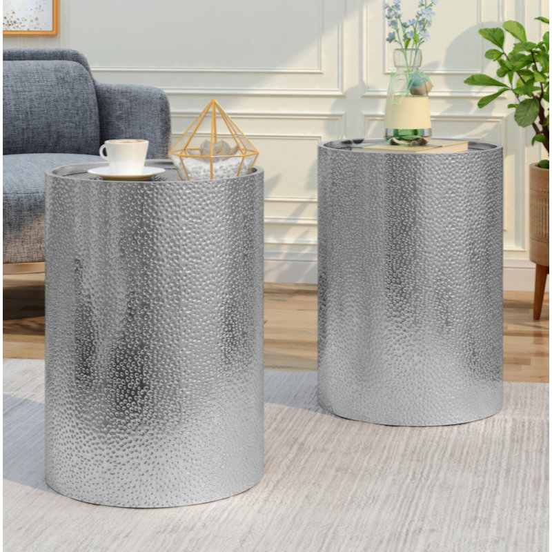 Table d'appoint en métal, Argent argent