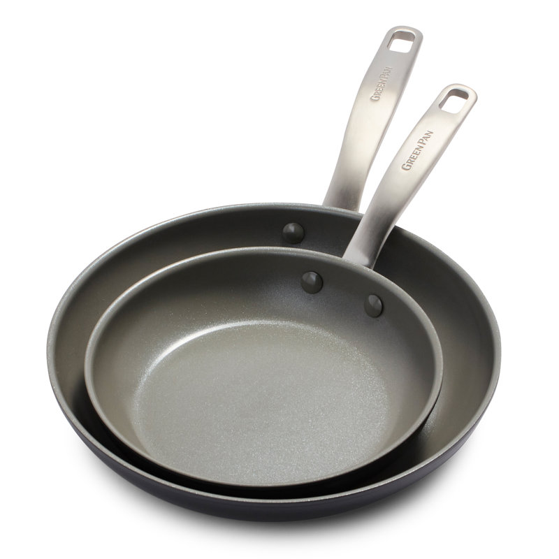Gray Aluminum Ceramic Nonstick 2-Piece Frying Pan Set