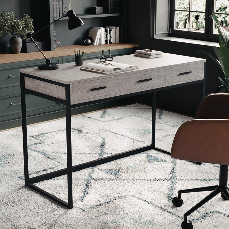 Bureau à domicile 3 tiroirs Martha Stewart, Gris / bronze huilé