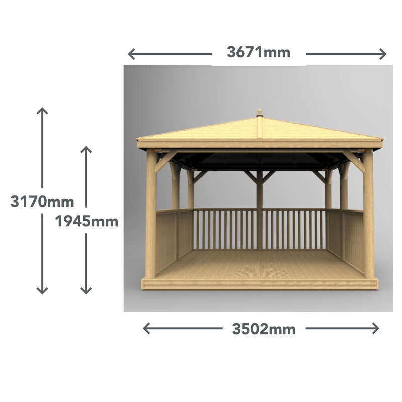 3.5m x 3.5m  Wooden Gazebo with Timber Roof with Installation Service
