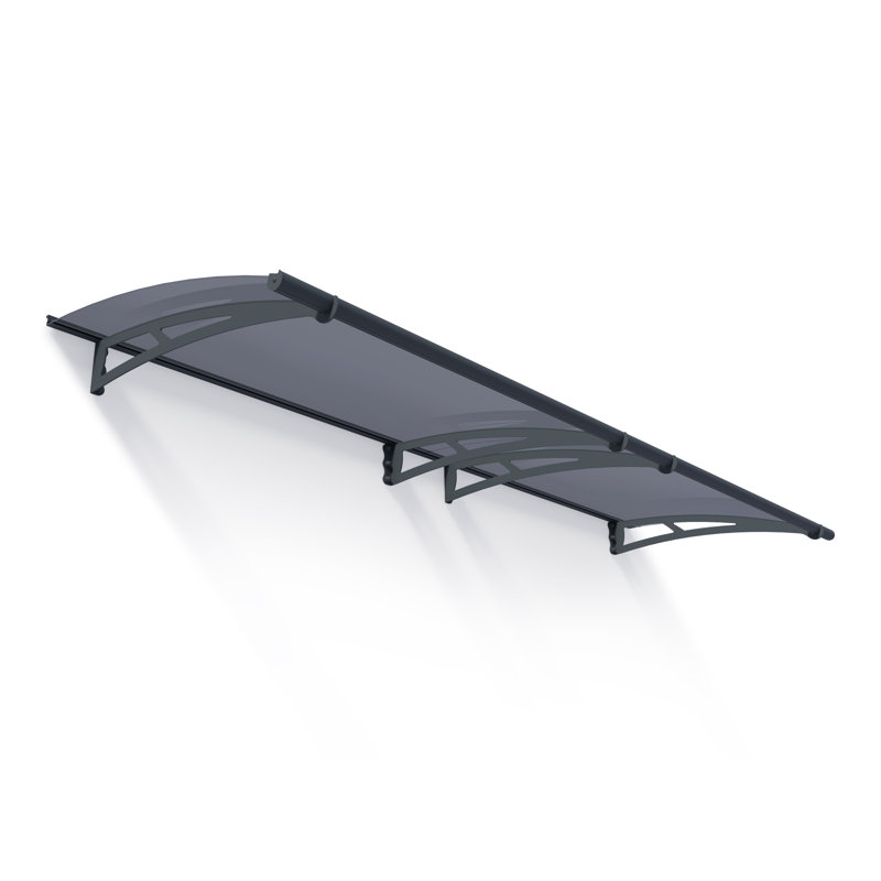 Palram - Canopia Aquila 10 ft. W x 3 ft. D Acrylic Galvanized Steel Convex Door Awning Gray/Solar Gray, Solar Gray