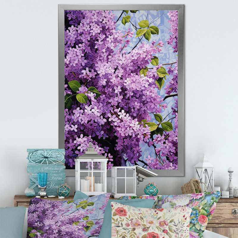 Lilas, minimalisme, rêve sur toile, H 32 po x l 24 po x P 1 po, Cadre simple argenté